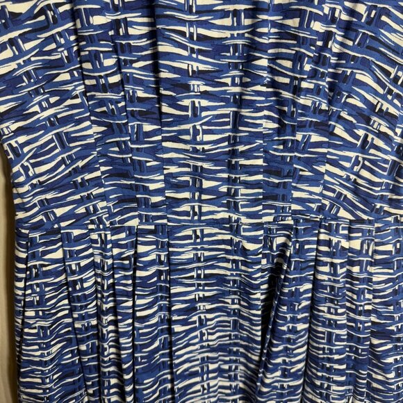 Kate Spade Sonja Striped Dress Women's 8 Blue White Fit & Flare Pleated Pockets - Picture 5 of 10